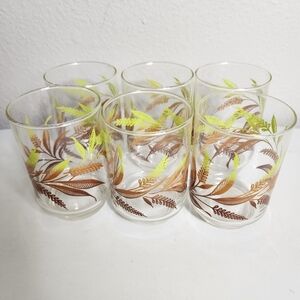 Libbey Vintage MCM Golden Wheat Glasses Juice Glasses-Set of 6